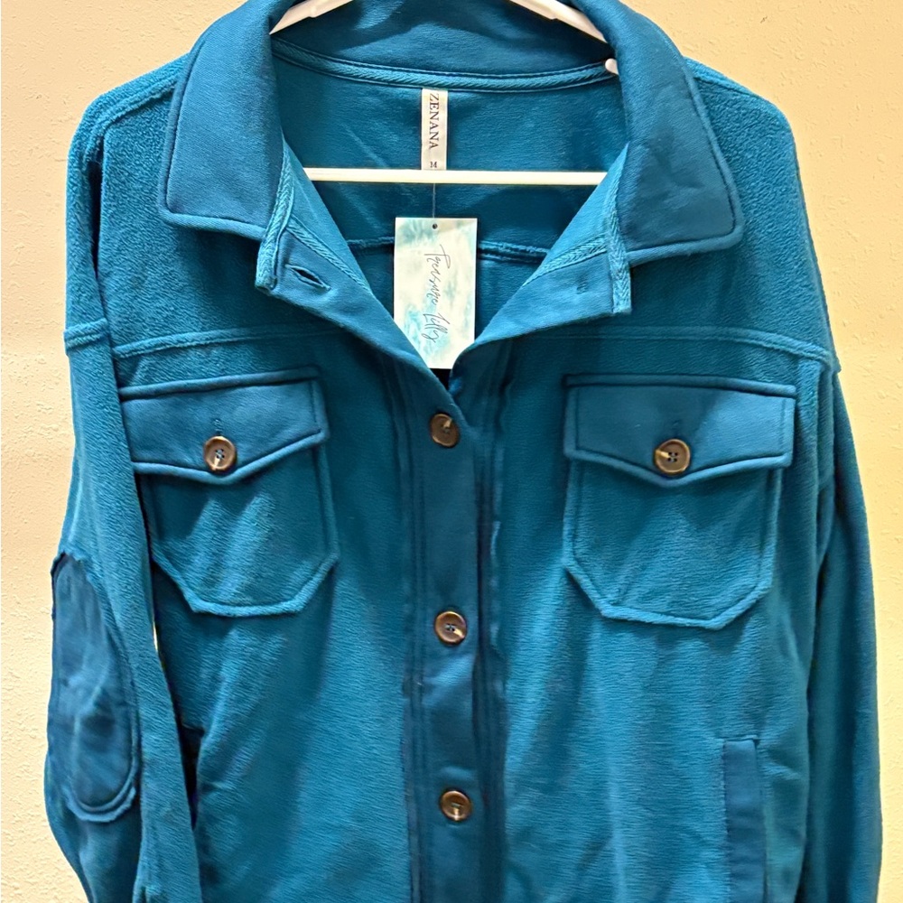 Teal Knit Jacket for Women